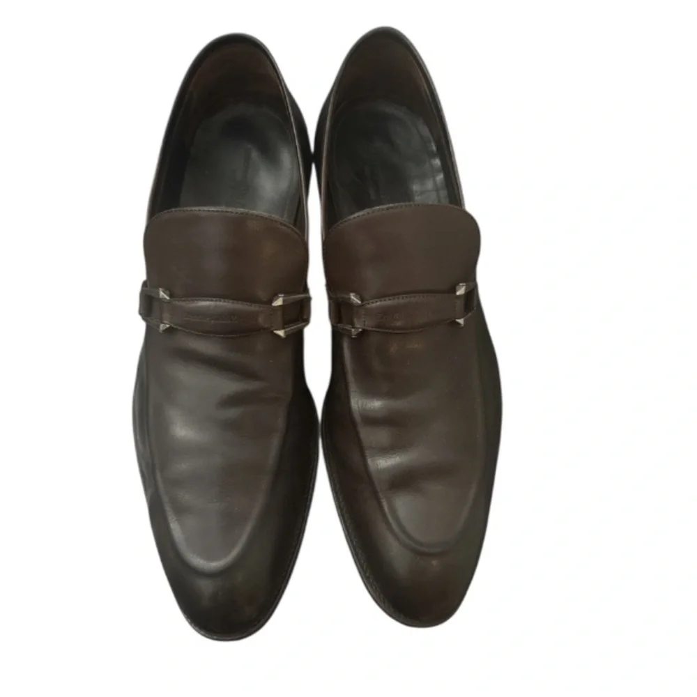 Authentic Ermenegildo Zegna luxury designer men’s signature leather loafers 12